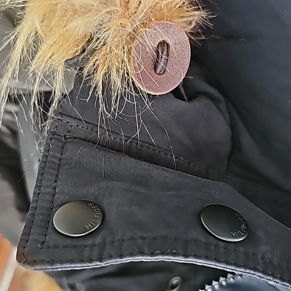 Tommy Hilfiger Black Winter Coat Faux Fur Trim Hood Women's Size Small - Picture 11 of 16